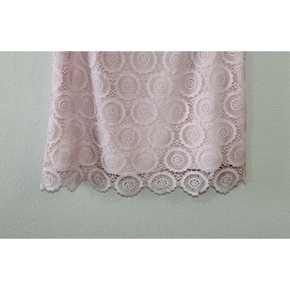 NWT Preston & York Womens Pink Lace Overlay Sleeveless High‎ Neck Blouse 6
